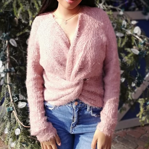 Chelsea fuzzy cross cross knit wrap sweater size medium - Picture 1 of 3